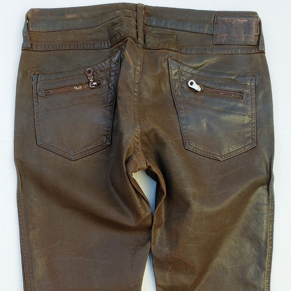 New ROBIN'S JEAN Motard Brown Coated Skinny Jean - Picture 7 of 8